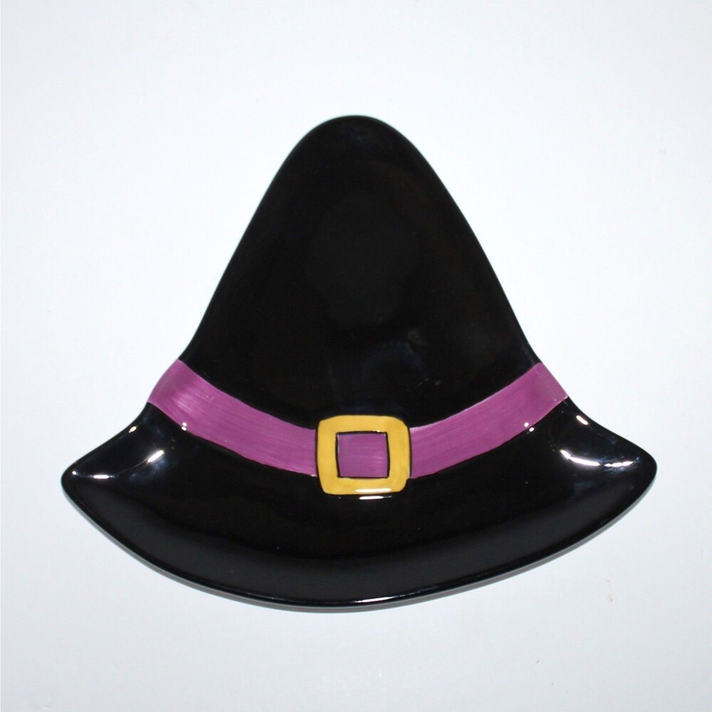 Witch Hat ceramic dish Mesa International Halloween decor black purple